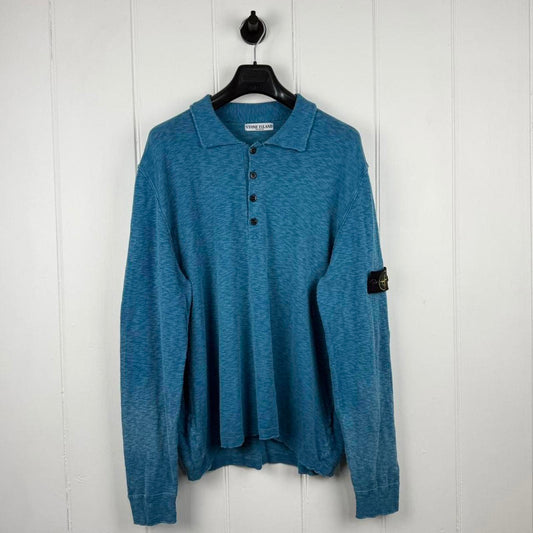 Stone Island Long Sleeve Polo Shirt Blue (XXL)