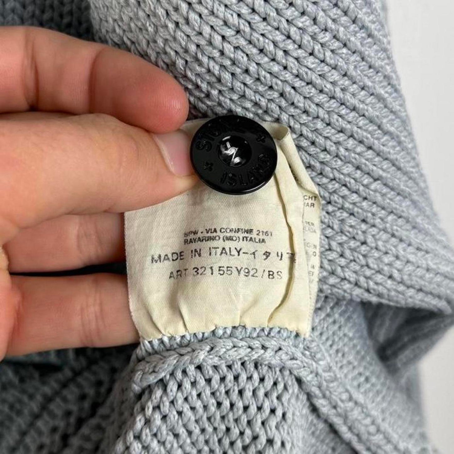 90s Stone Island Grey Knit Button Neck Sweater (XL)