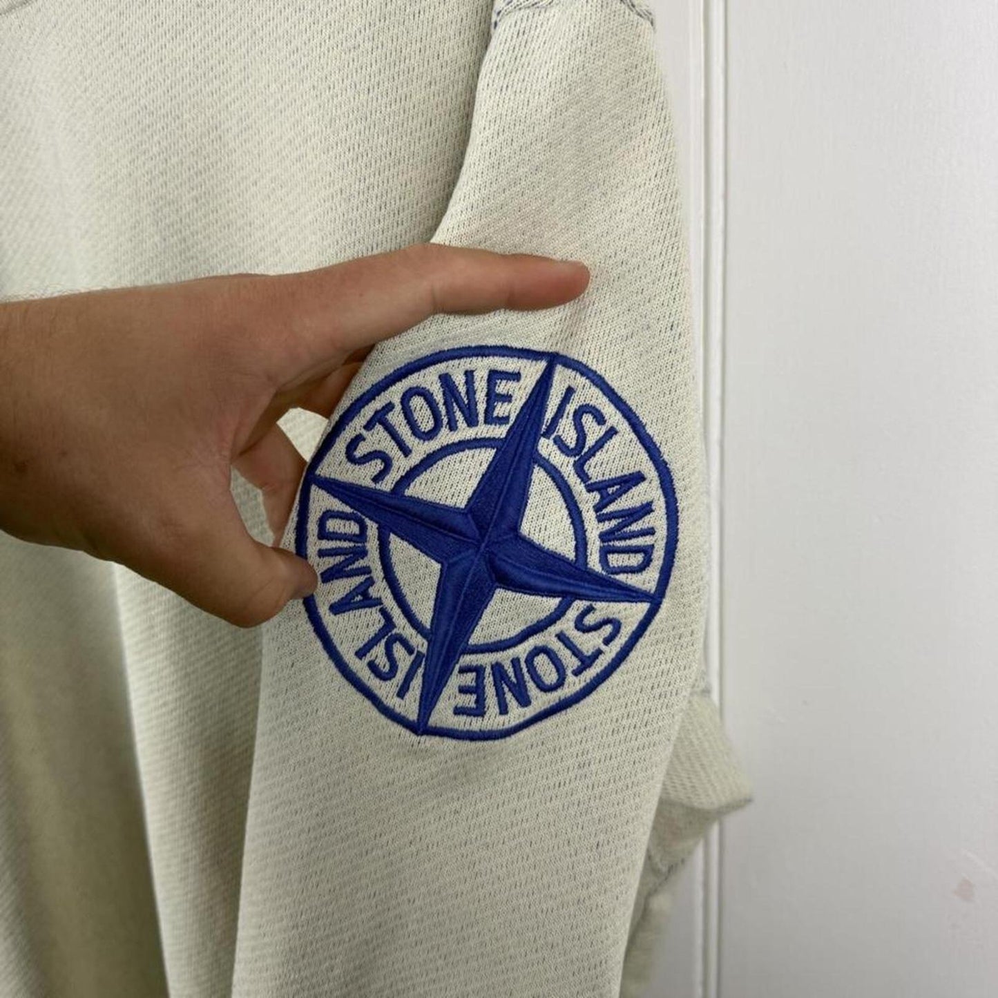 Stone Island Logo Sweatshirt Cream / Blue (L)