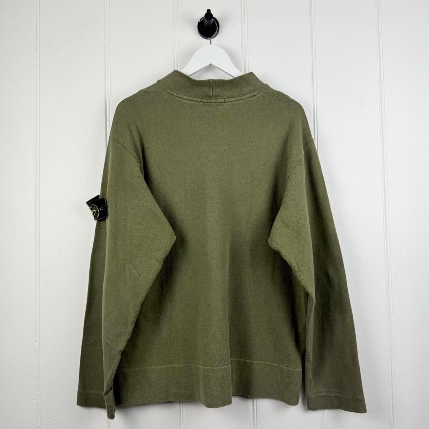 Stone Island Edge Badge Mock Neck Sweatshirt – Olive Green (L)