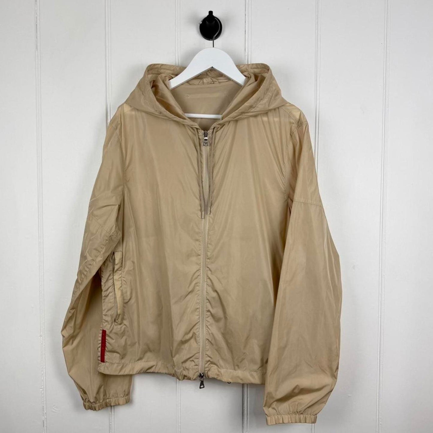 2000's Prada Sport Nylon Hooded Jacket Beige (XL)