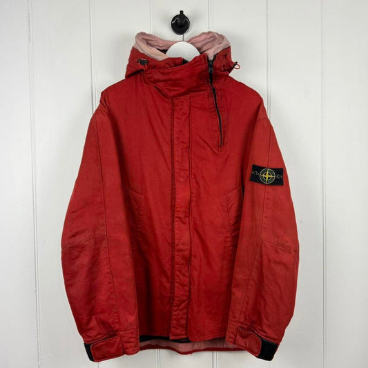 00s Stone Island Raso Gommato Jacket in Red (L)