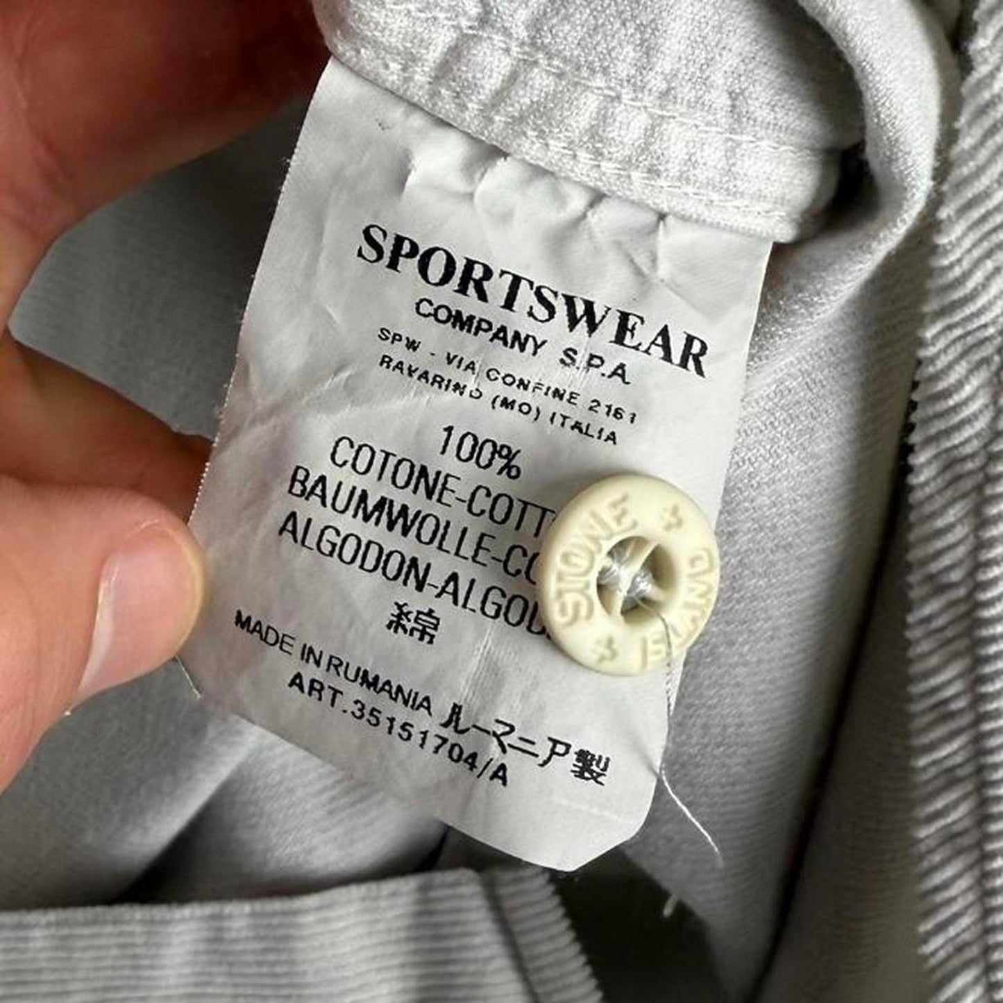 Stone Island Thin Cord Shirt – Light Grey Corduroy (L)