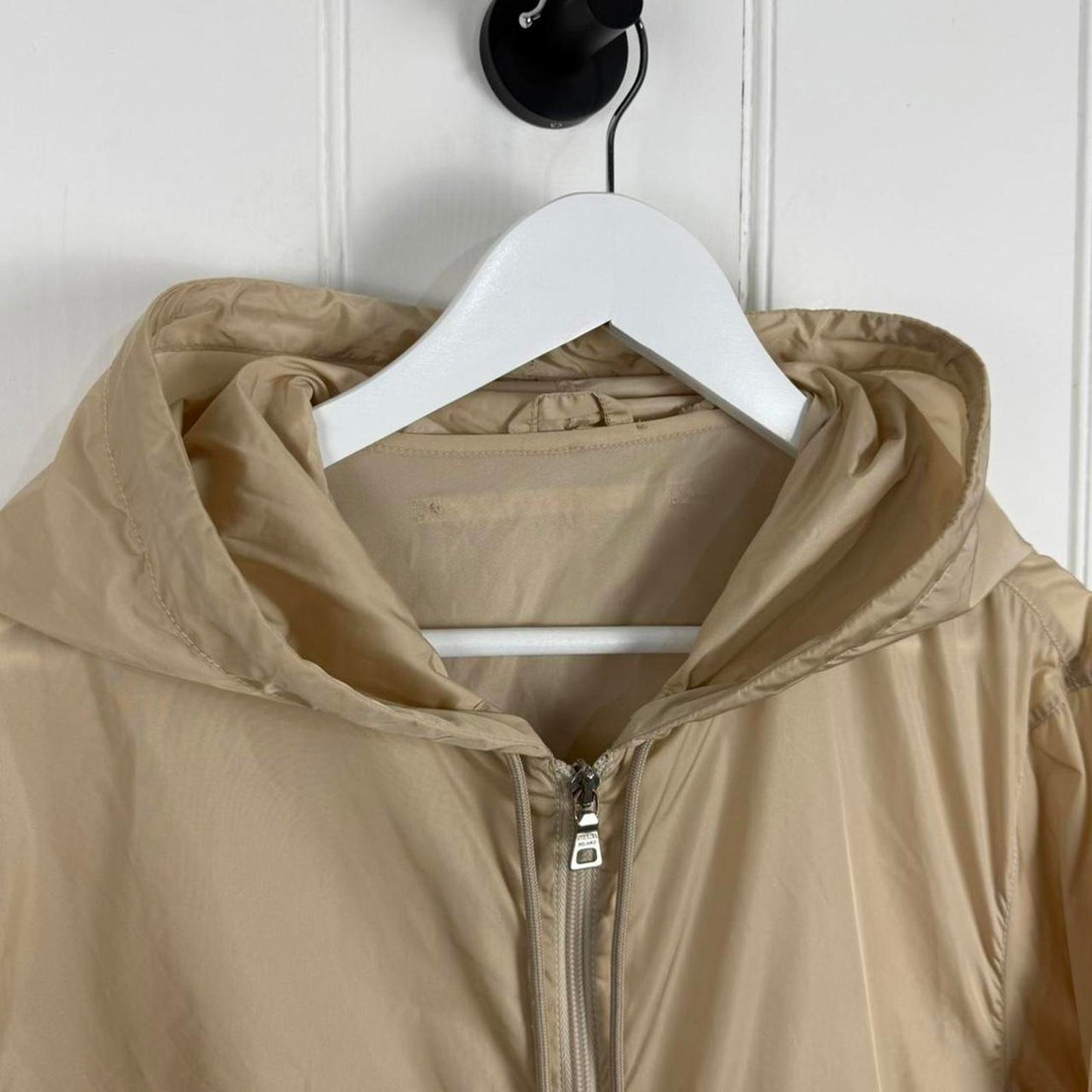 2000's Prada Sport Nylon Hooded Jacket Beige (XL)