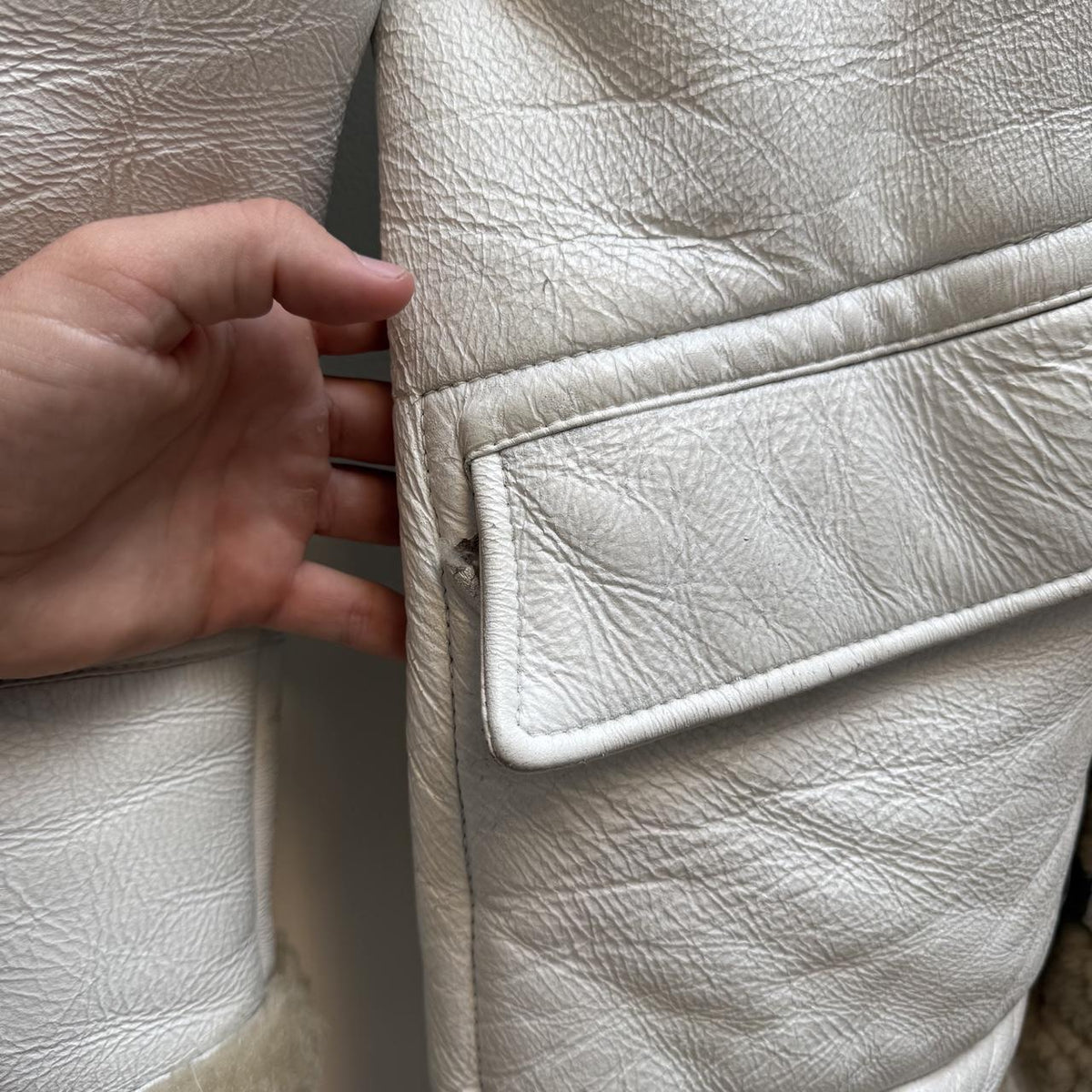 2007 Stone Island Hand Painted Shearling Jacket – Cream (M)
