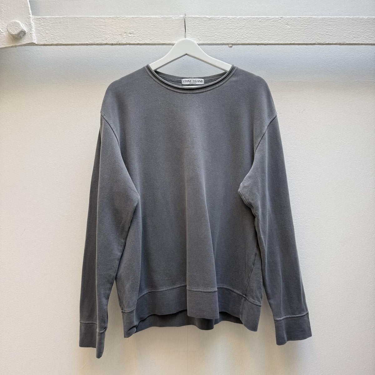 Stone Island Vintage Early 2000s Spellout Sweatshirt – Washed Grey (L)