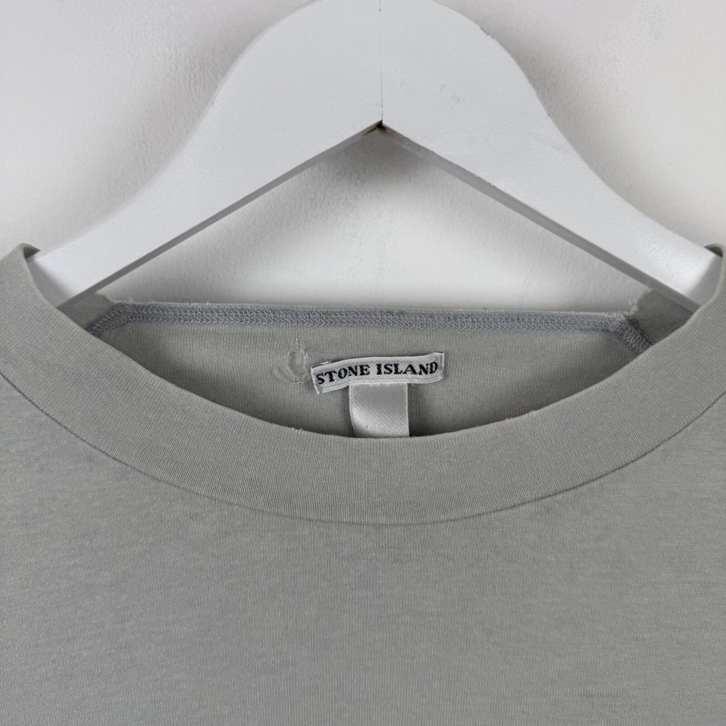 Stone Island Burn Through Compass Logo T-Shirt Grey (M)