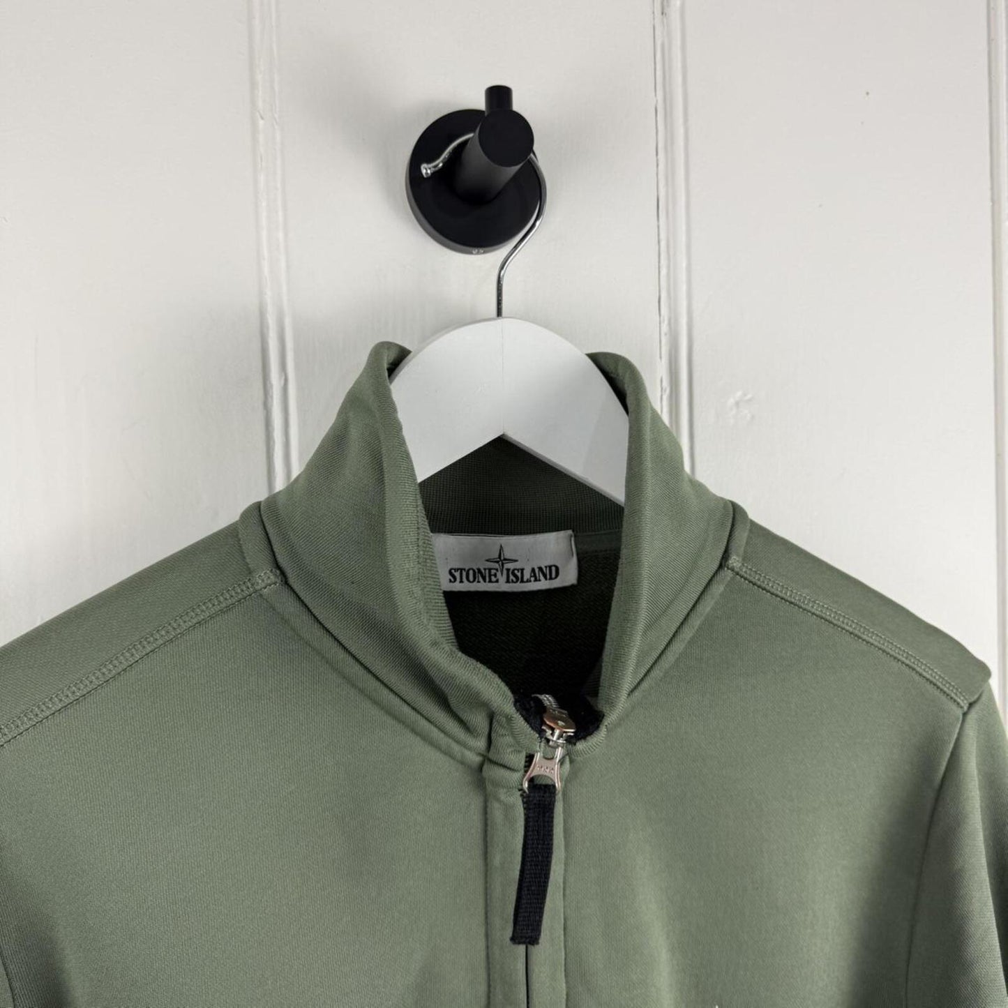 Stone Island Compass Logo Zip Sweatshirt Olive (M)