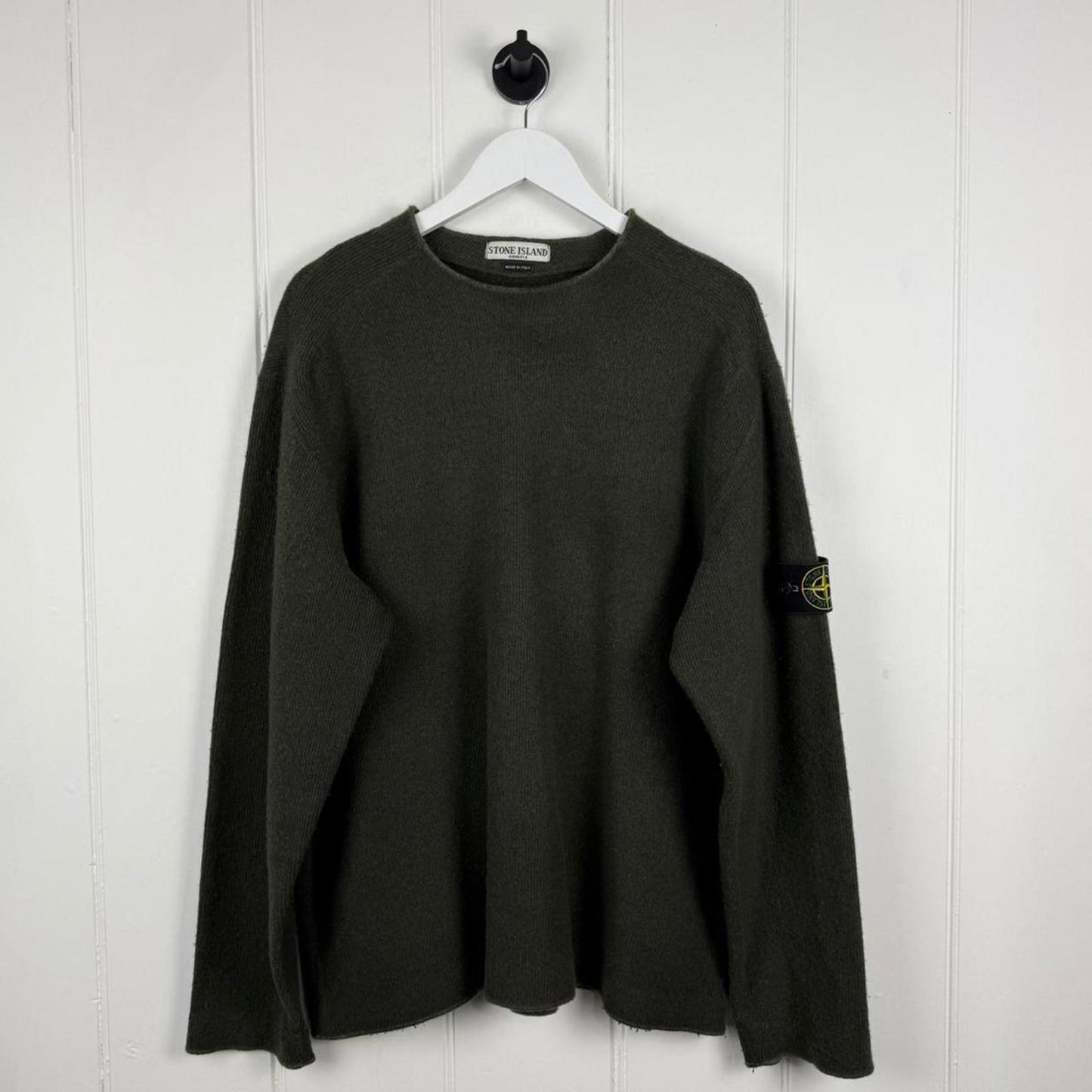 2000's Stone Island Wool Nylon Knit Sweater Khaki Green (XXL)