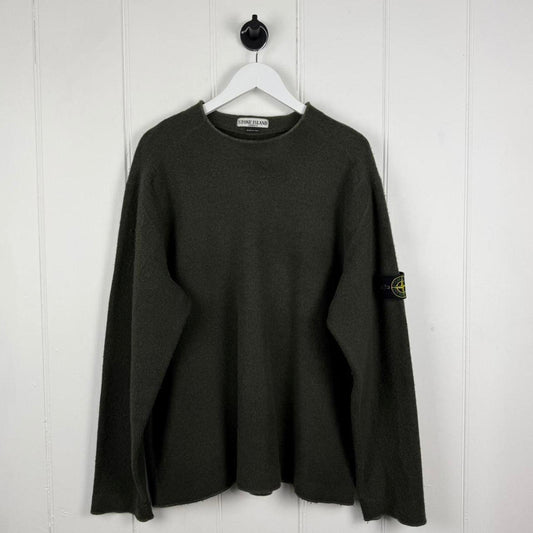 2000's Stone Island Wool Nylon Knit Sweater Khaki Green (XXL)