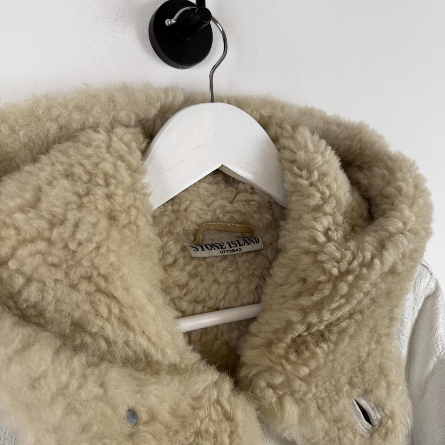 Stone Island Hand Painted Leather Jacket Cream (M)