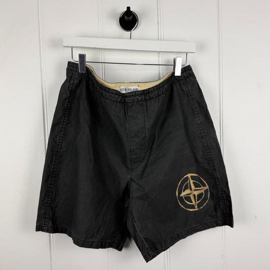 Stone Island Burn Through Logo Swim Shorts Black – Waist 34”