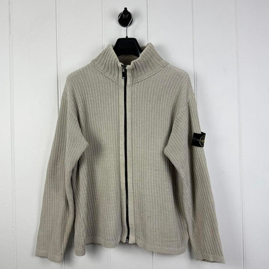 Stone Island Full-Zip Ribbed Knit Jacket Beige (M/L)