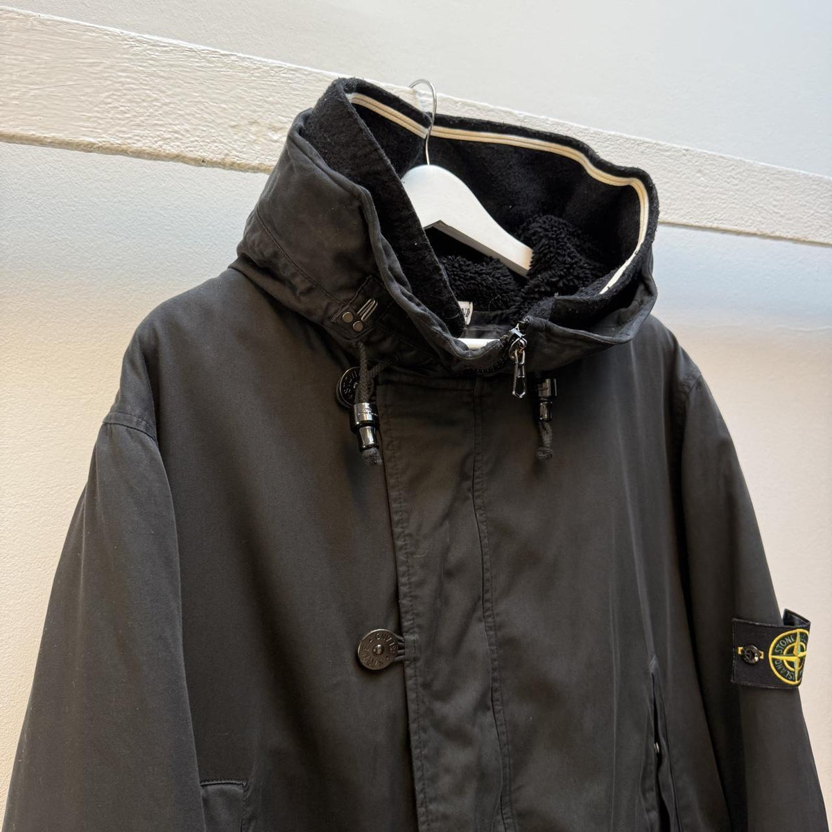Early 00s Stone Island Dutch Rope Raso Gommato Hooded Jacket (XL)