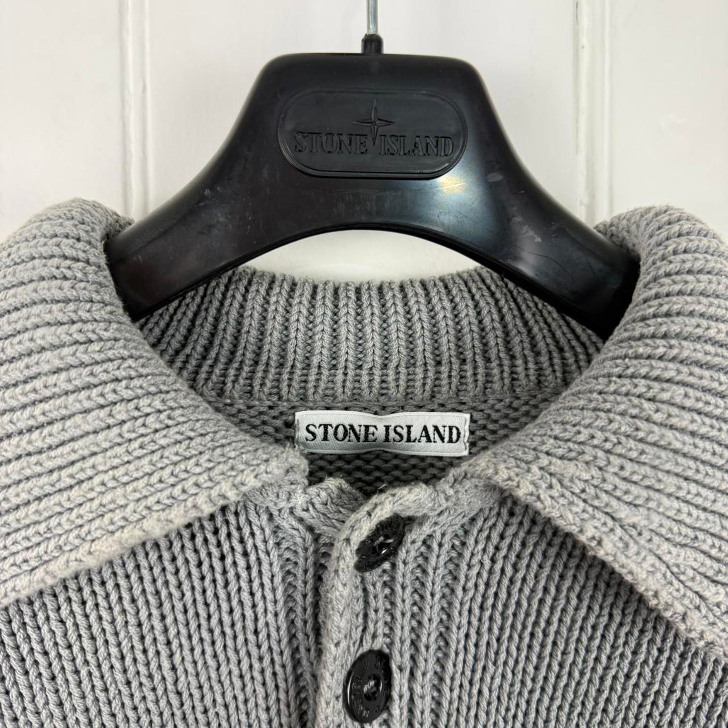 Stone Island Button Collar Knit Sweat Grey (XL)