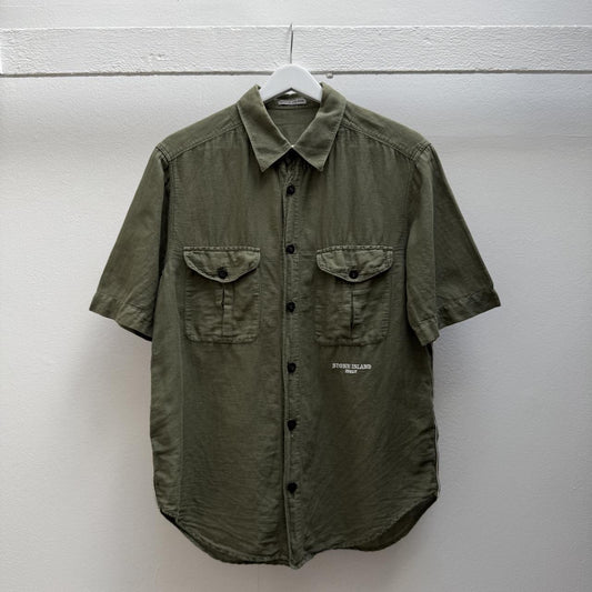 00s Stone Island Script Logo Linen Shirt (M)