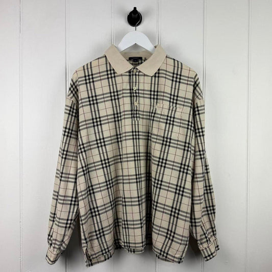 Burberry London Vintage Nova Check Long-Sleeve Polo (XL)