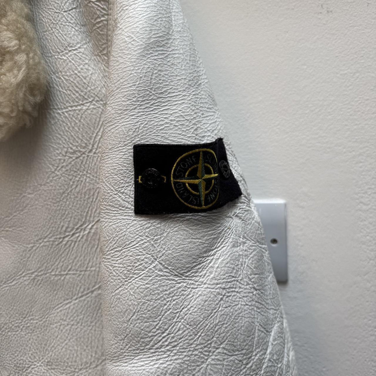 2007 Stone Island Hand Painted Shearling Jacket – Cream (M)