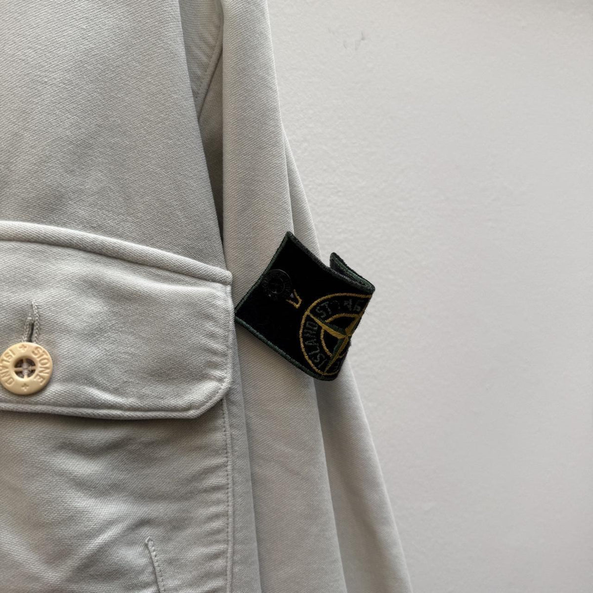 90s Stone Island Moleskin Overshirt Light Grey (L)