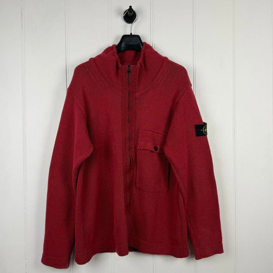 Stone Island Knit Zip Cardigan Red (M)