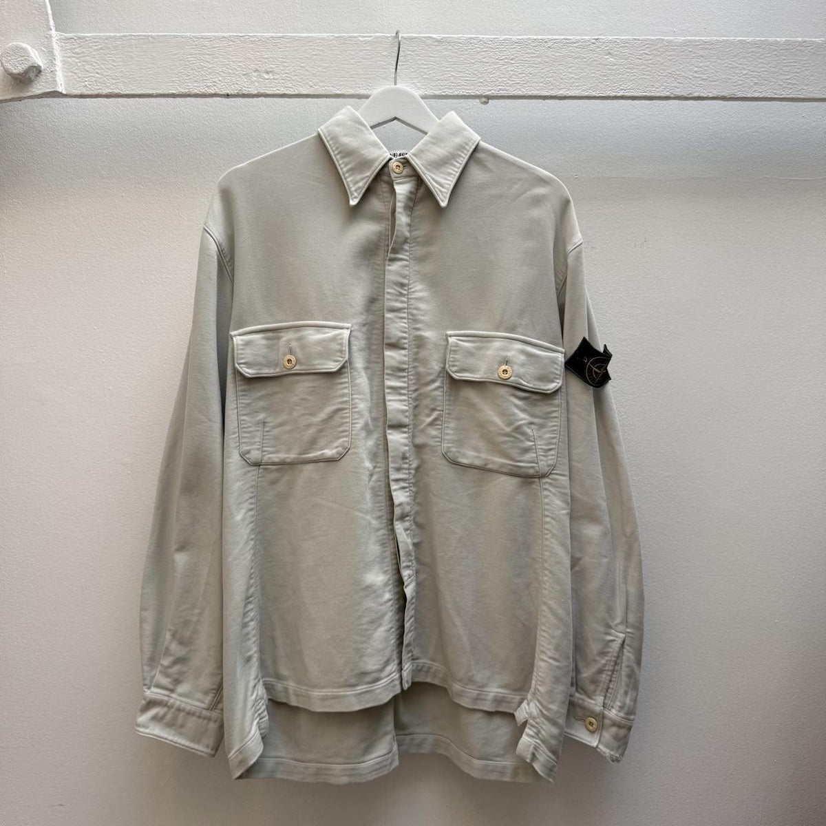 90s Stone Island Moleskin Overshirt Light Grey (L)