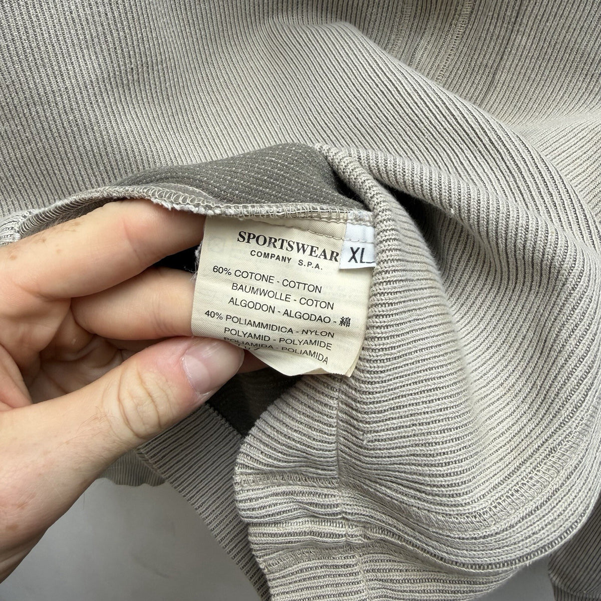 90’s Stone Island Full Zip Ribbed Jumper (XL)