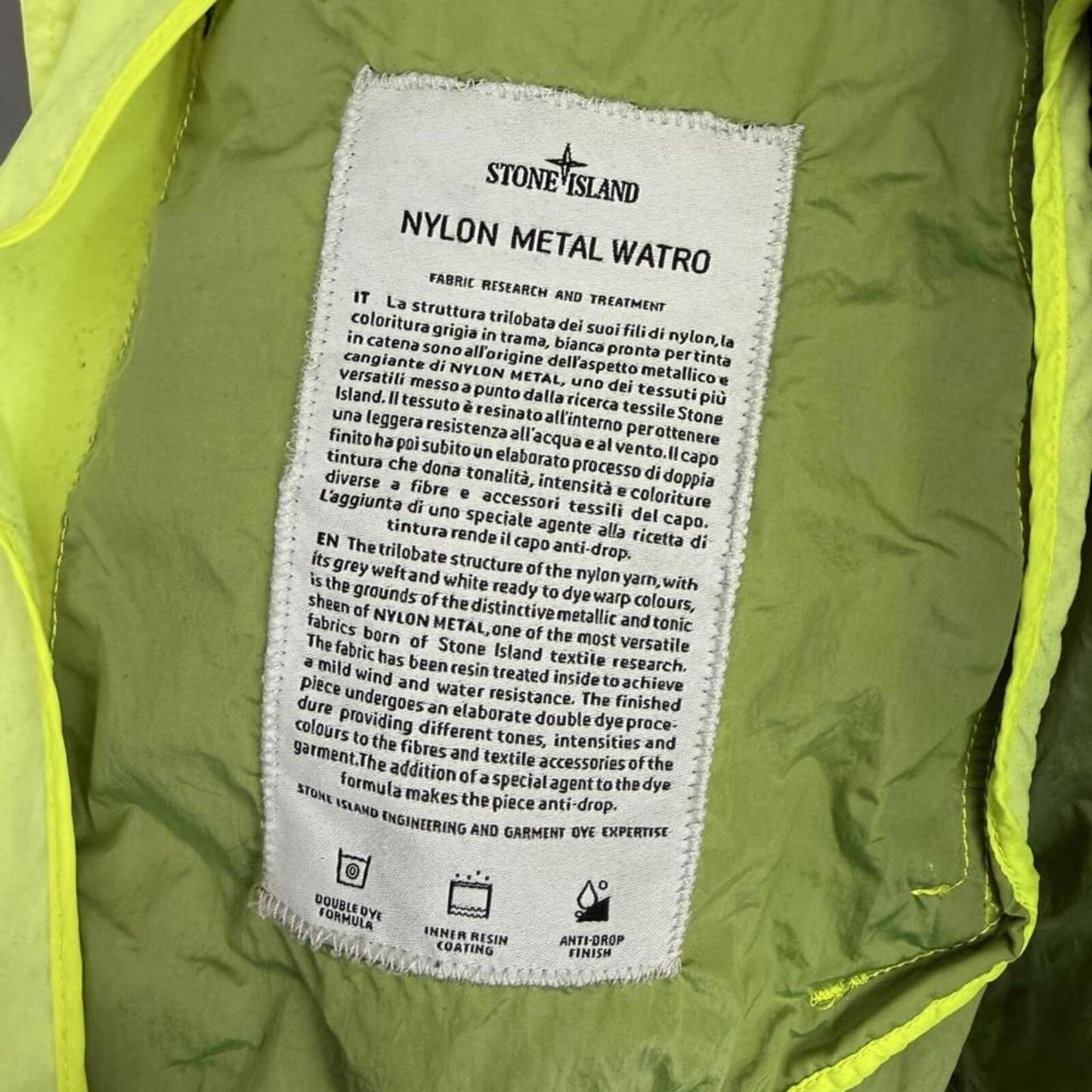 Stone Island Nylon Metal Watro Hooded Jacket Lime Green (L)