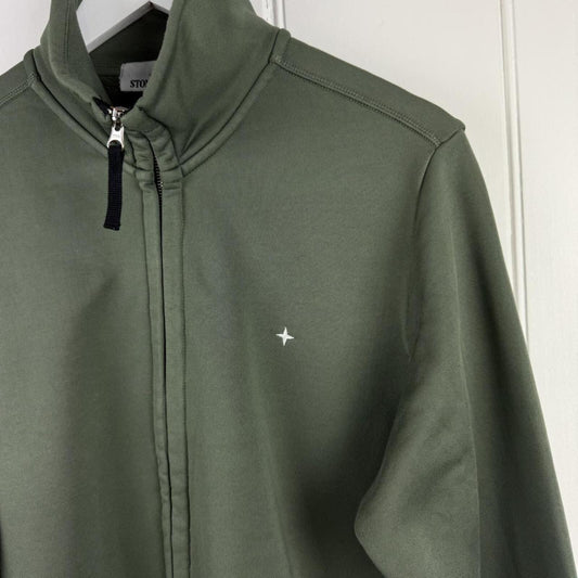 Stone Island Compass Logo Zip Sweatshirt Olive (M)