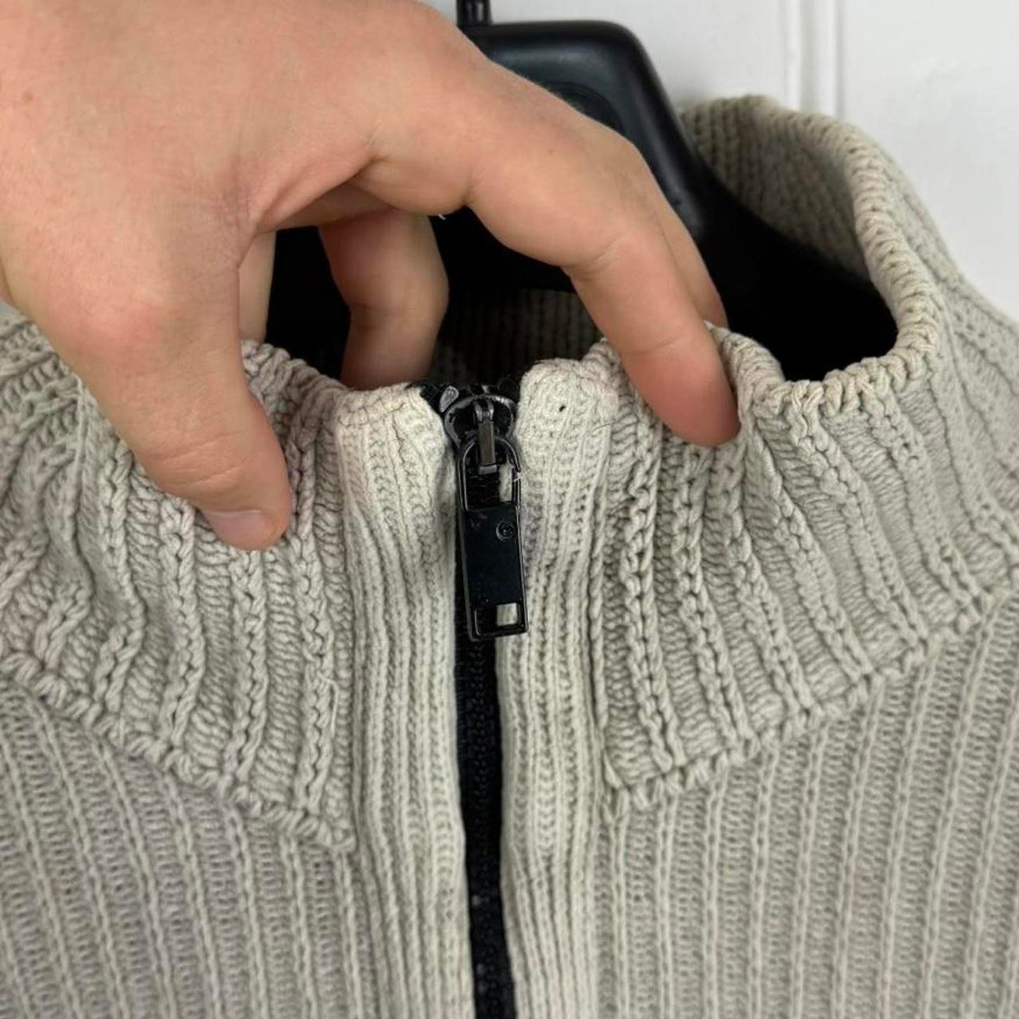 Stone Island Full-Zip Ribbed Knit Jacket Beige (M/L)