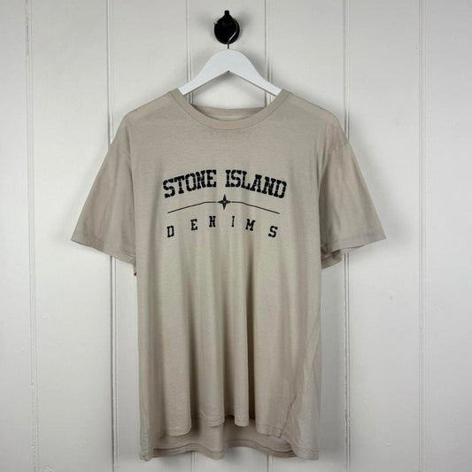 00s Stone Island Denims Logo T-shirt in Beige (XL)