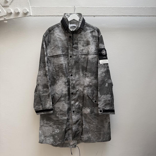 Stone Island 2024 DSM Dissolving Grid Camo Mesh reflective Nylon Parka Jacket (L)