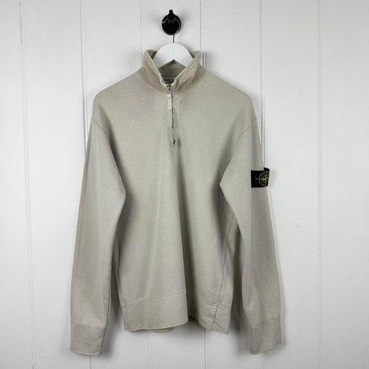 Stone Island Quarter Zip Jumper In Beige (M)