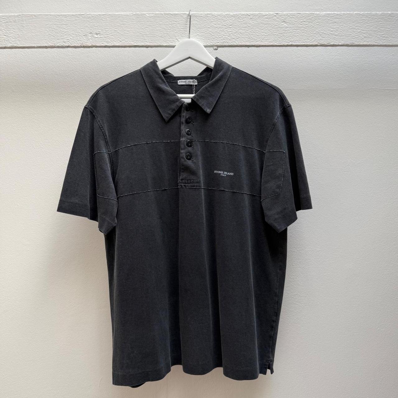 00’s Stone Island Logo Polo Shirt in washed grey (L)