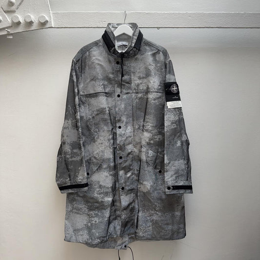 Stone Island 2024 DSM Dissolving Grid Camo Mesh reflective Nylon Parka Jacket (L)