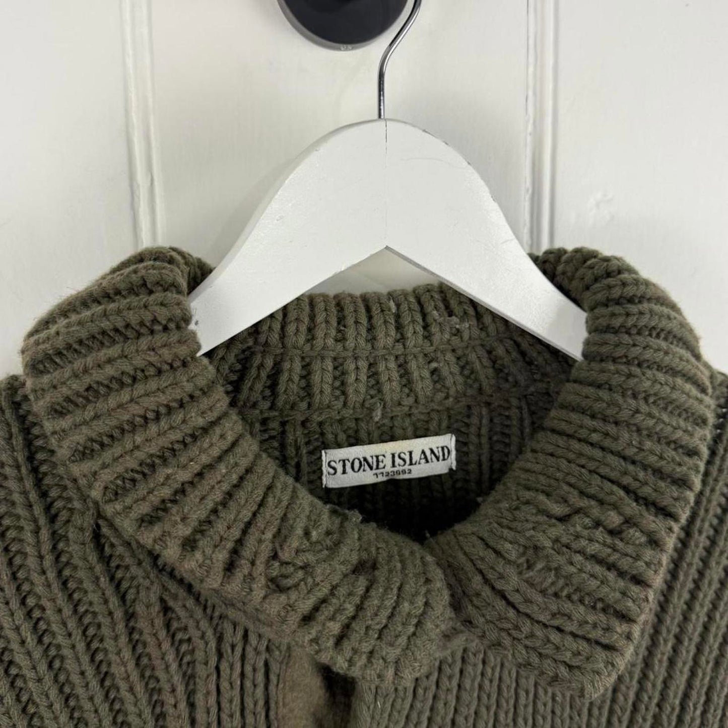Stone Island Heavy Rib Wool Knit Shawl Collar Cardigan (XL)