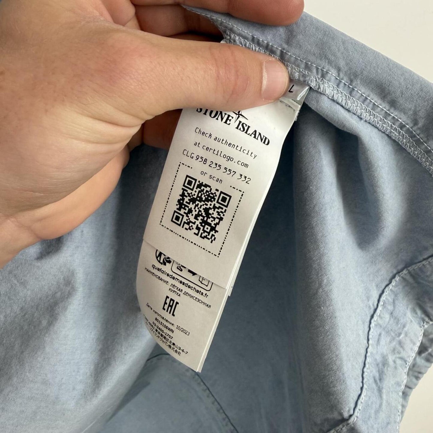 Stone Island Canvas Zip Hooded Jacket Sky Blue (L)