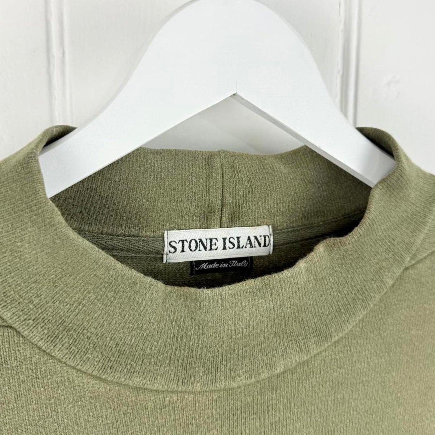 Stone Island Edge Badge Mock Neck Sweatshirt – Olive Green (L)