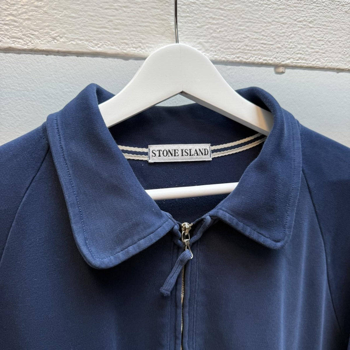 Vintage 1990s Stone Island Green Edge Quarter Zip – Navy Blue (L)
