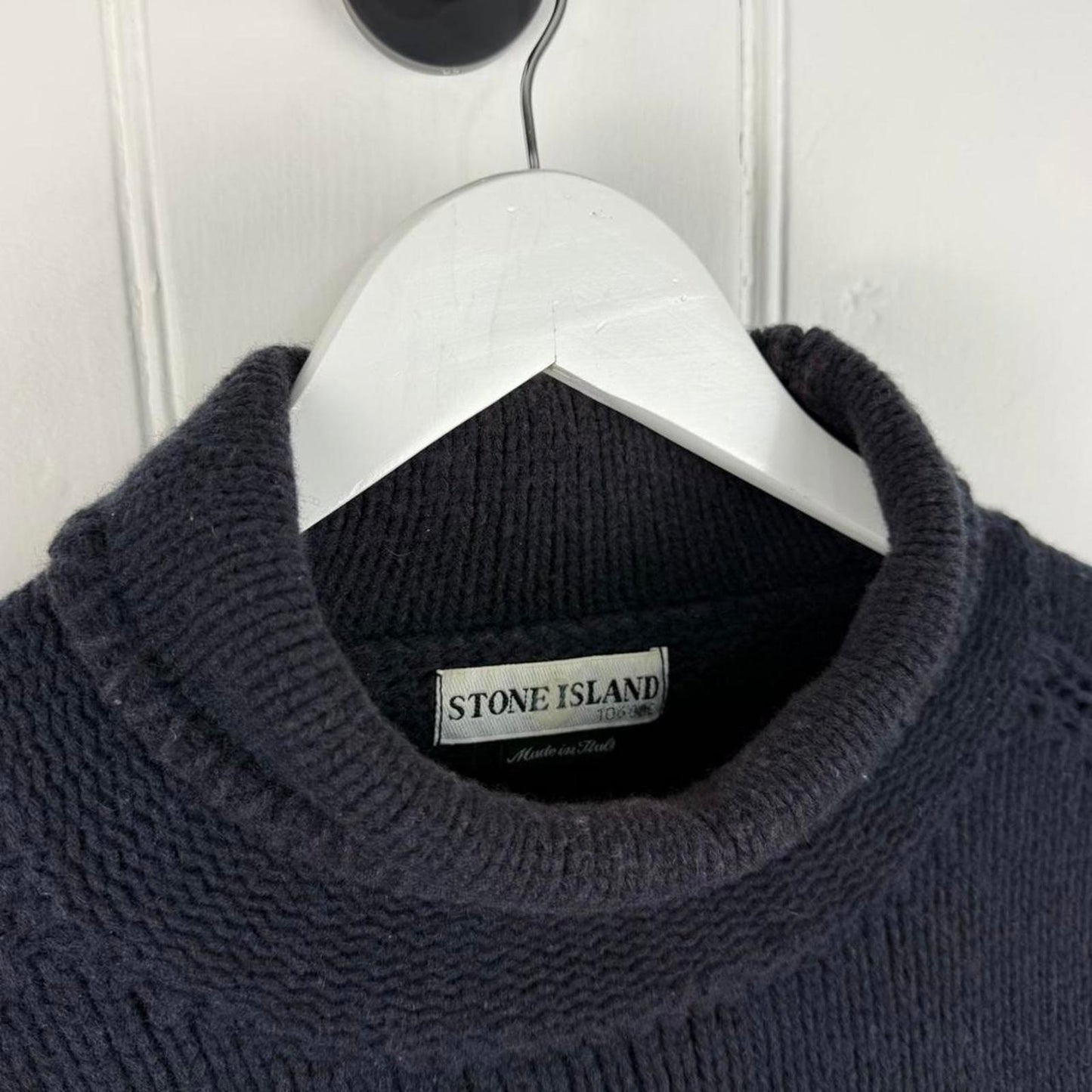 Stone Island Wool Mock Neck Knit Navy (XL)