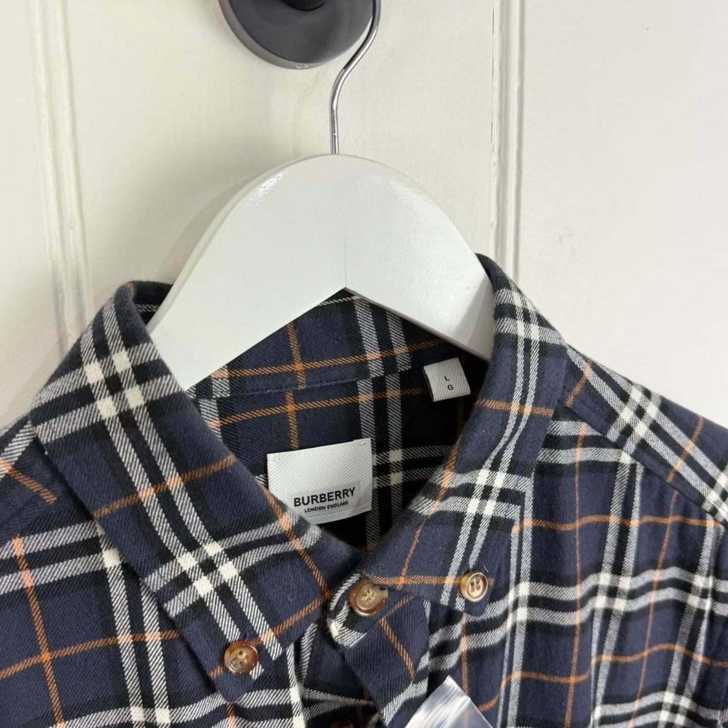 Burberry Checkered Shirt in Navy (L)