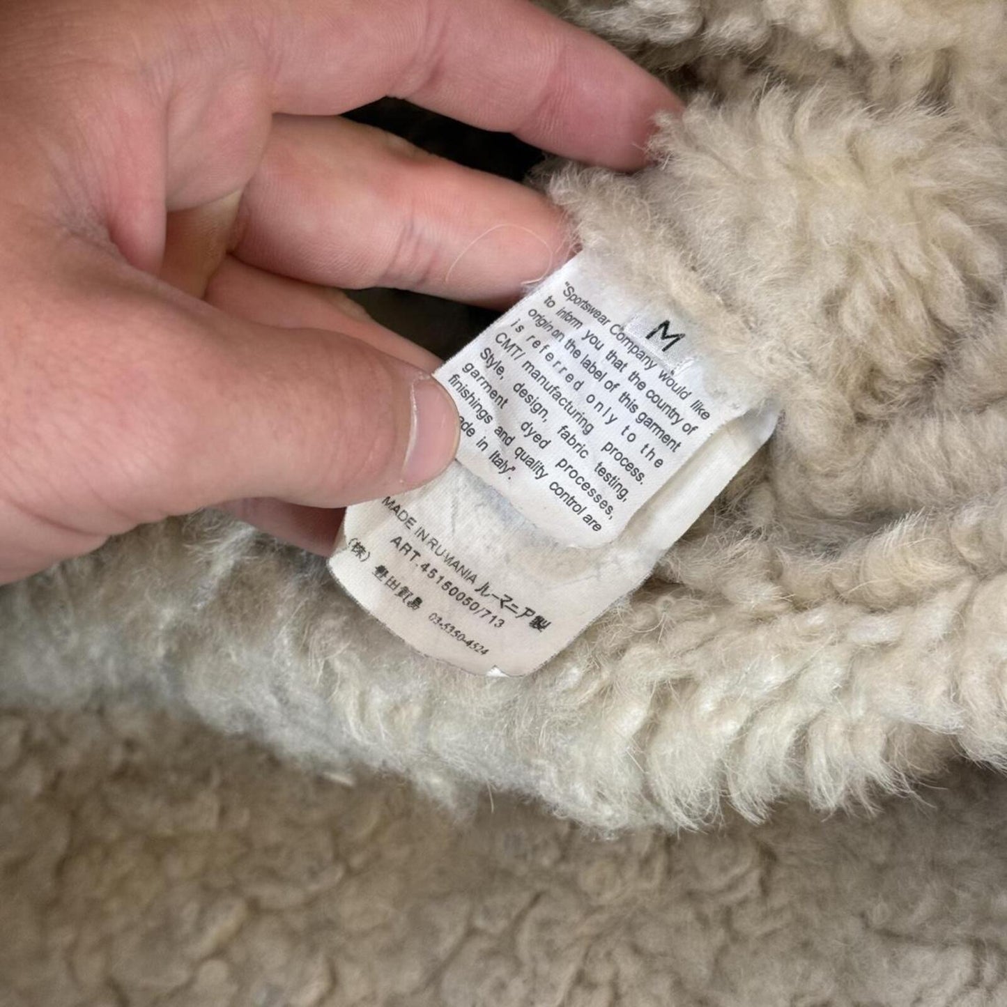 Stone Island Hand Painted Leather Jacket Cream (M)