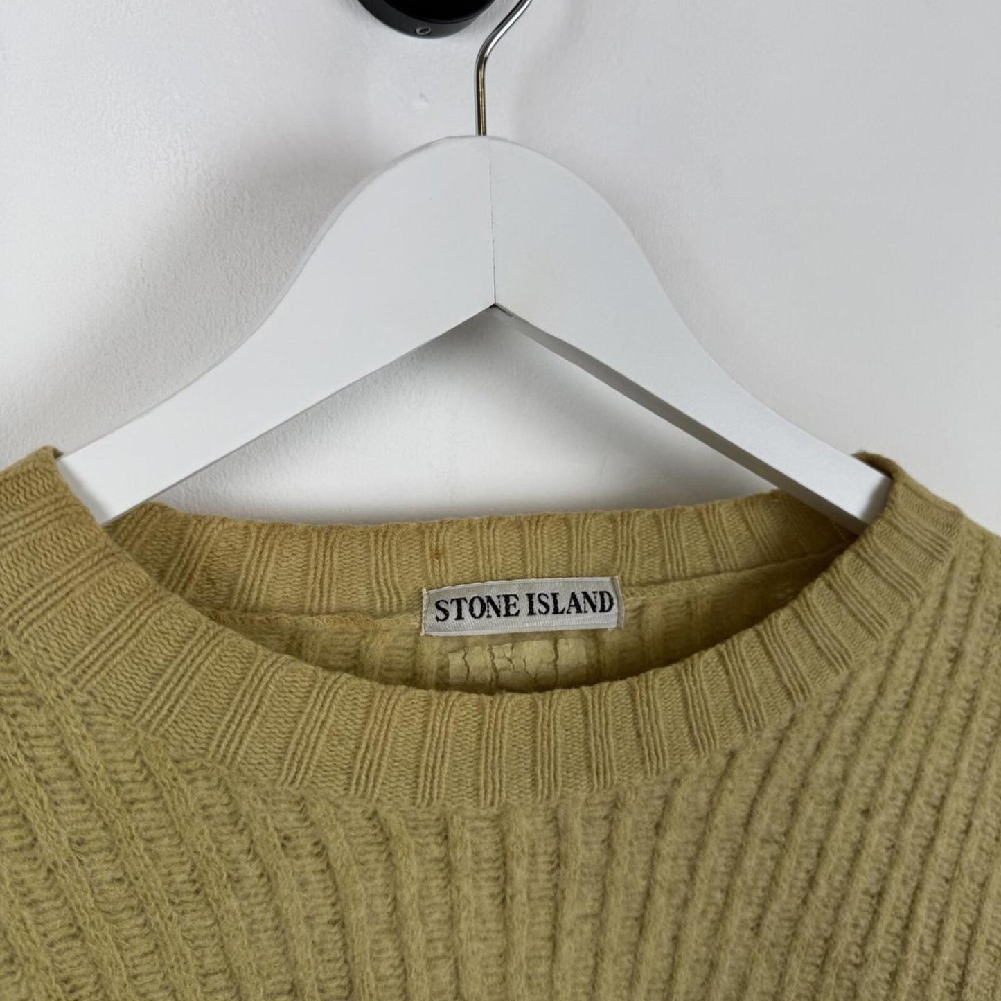 Stone Island Ribbed Wool Blend Knit Jumper Beige (M/L)