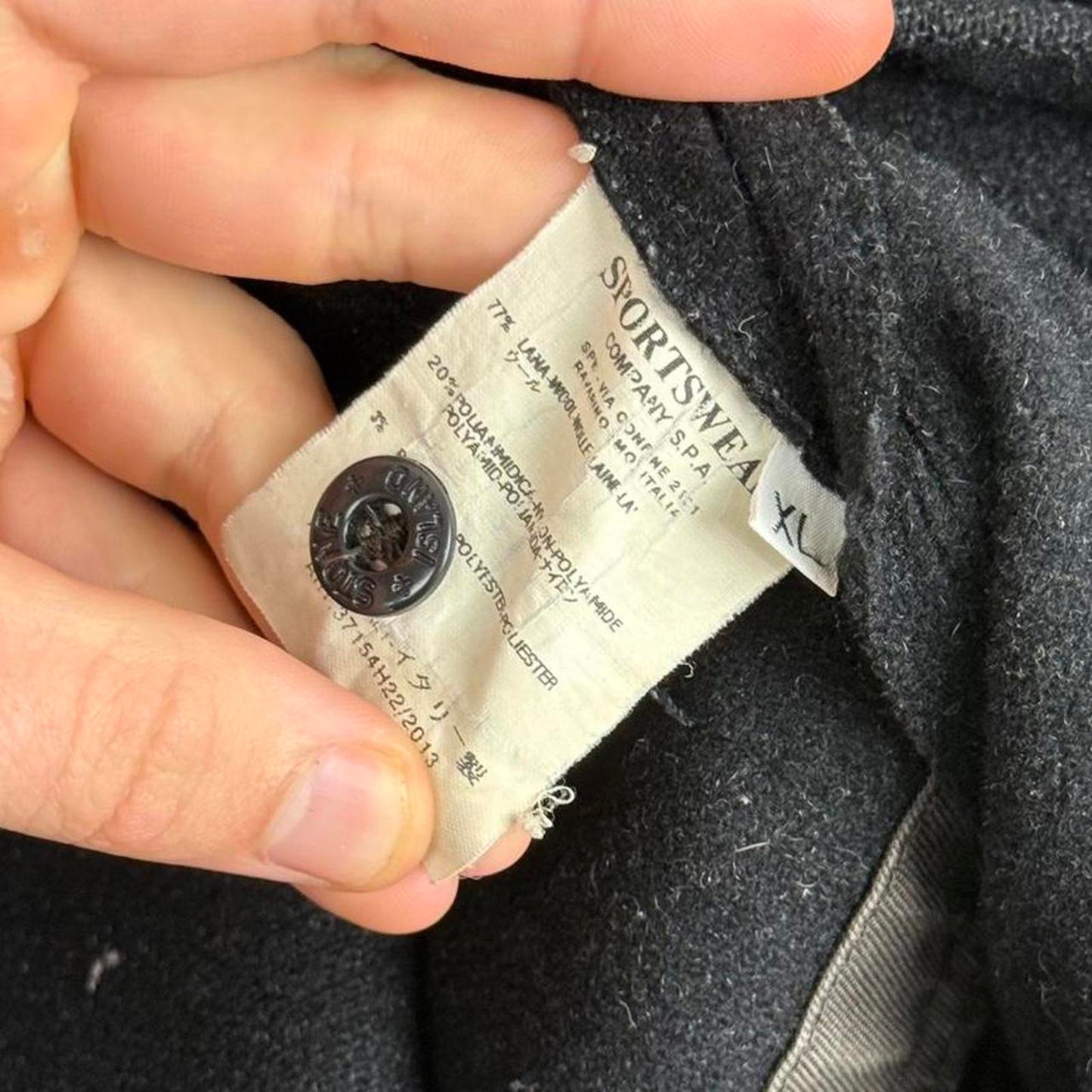 Stone Island Wool Blend Hooded Duffle Jacket – Black (XL)
