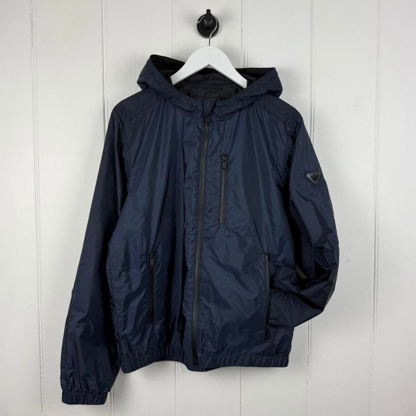 Prada Milano Windbreaker Jacket in Navy Blue (M)