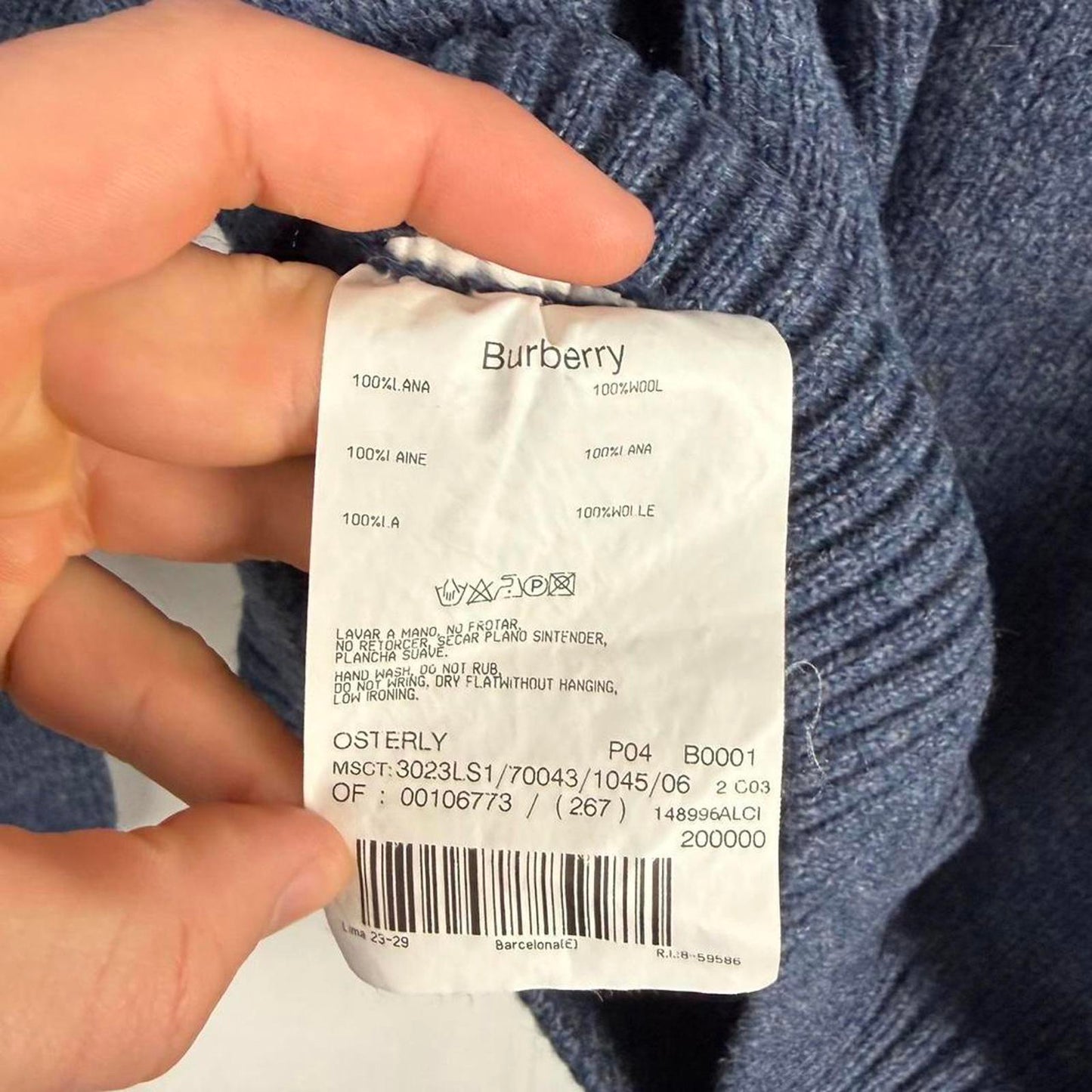 Burberry Vintage Wool Knit Jumper Blue (L)