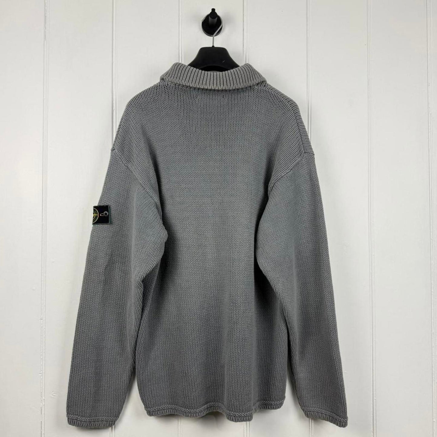 Stone Island Button Collar Knit Sweat Grey (XL)