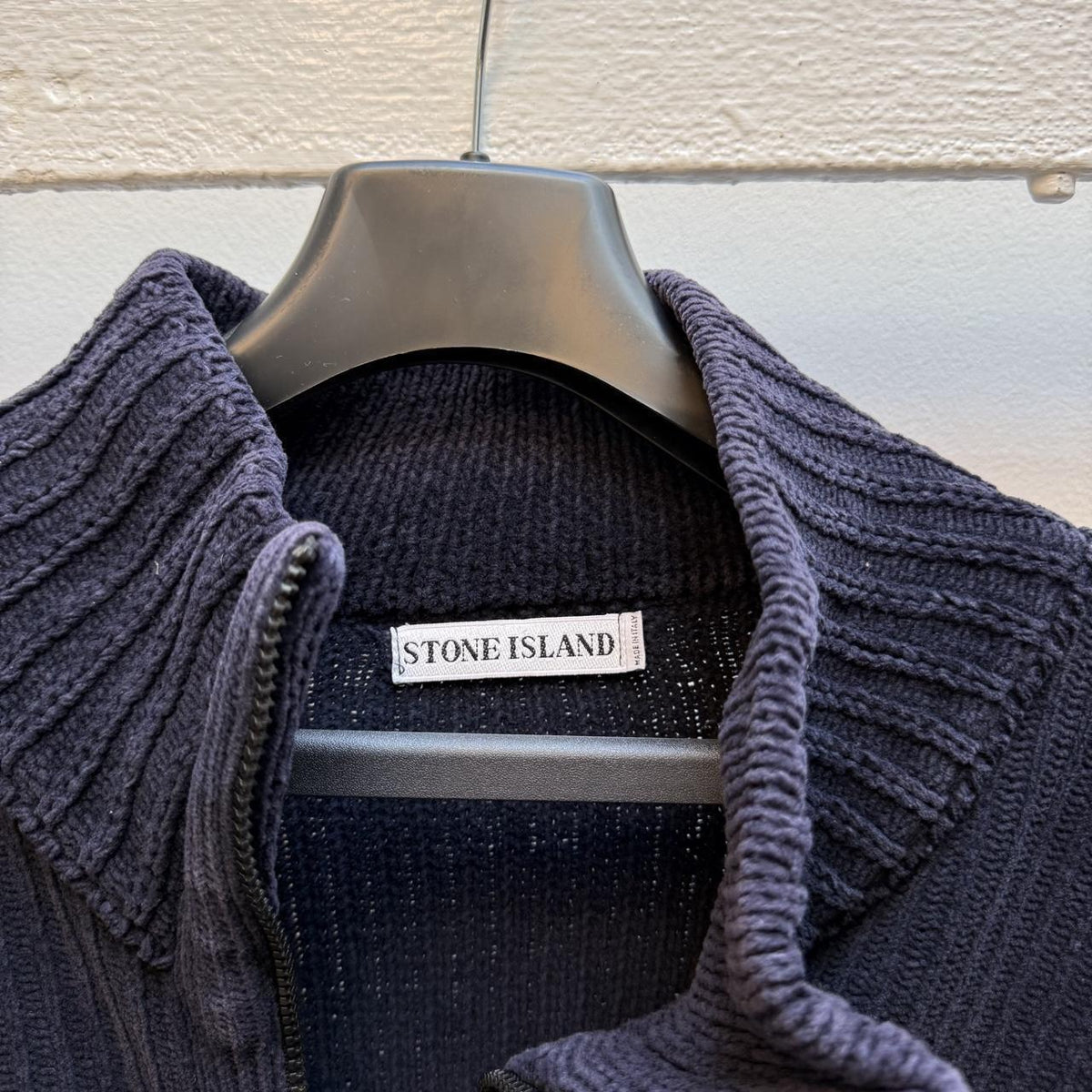Early 00’s Stone Island Ribbed Knit Zip Jumper (XXL)
