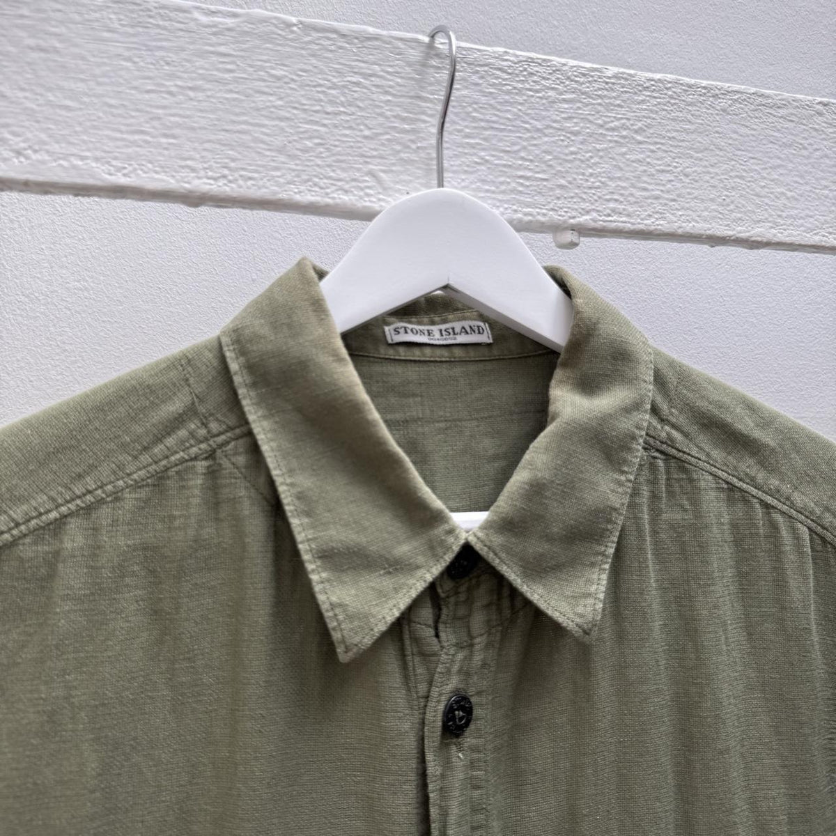 00s Stone Island Script Logo Linen Shirt (M)