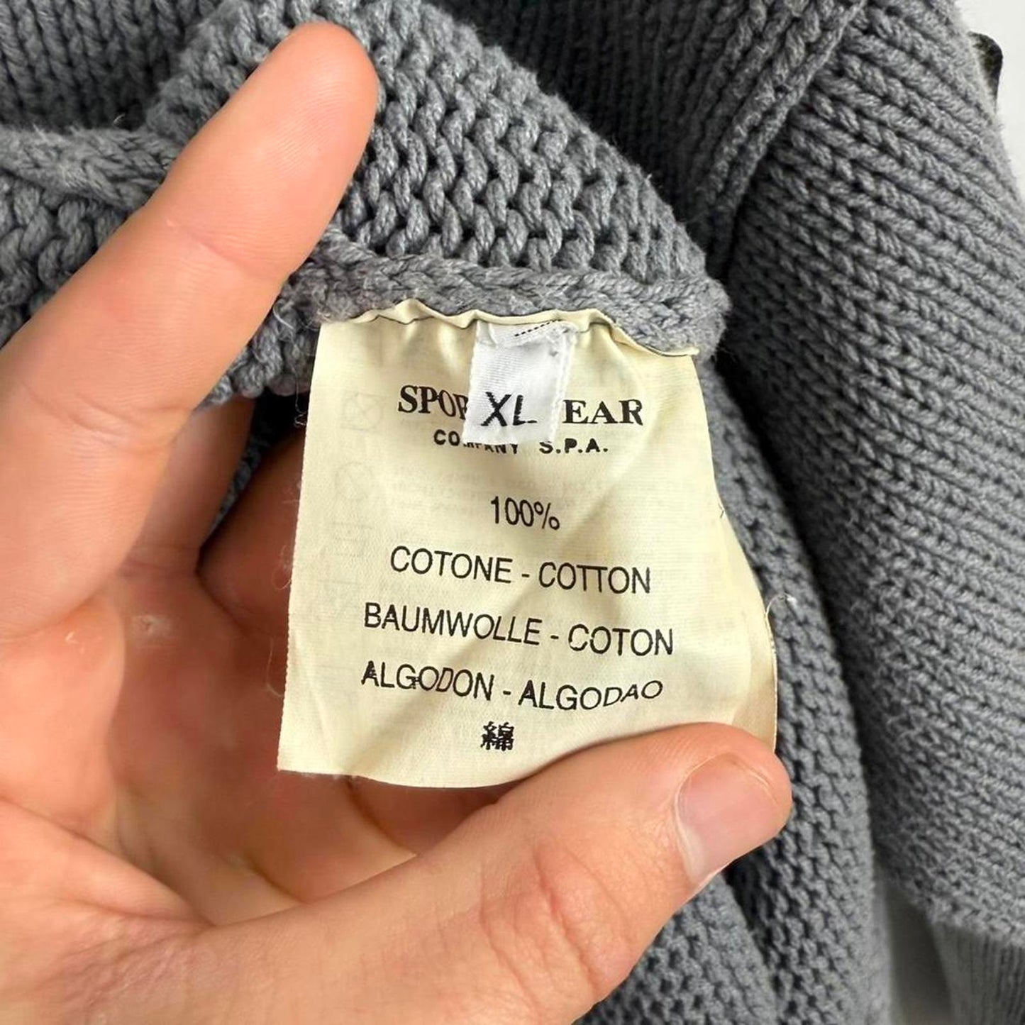 Stone Island Button Collar Knit Sweat Grey (XL)