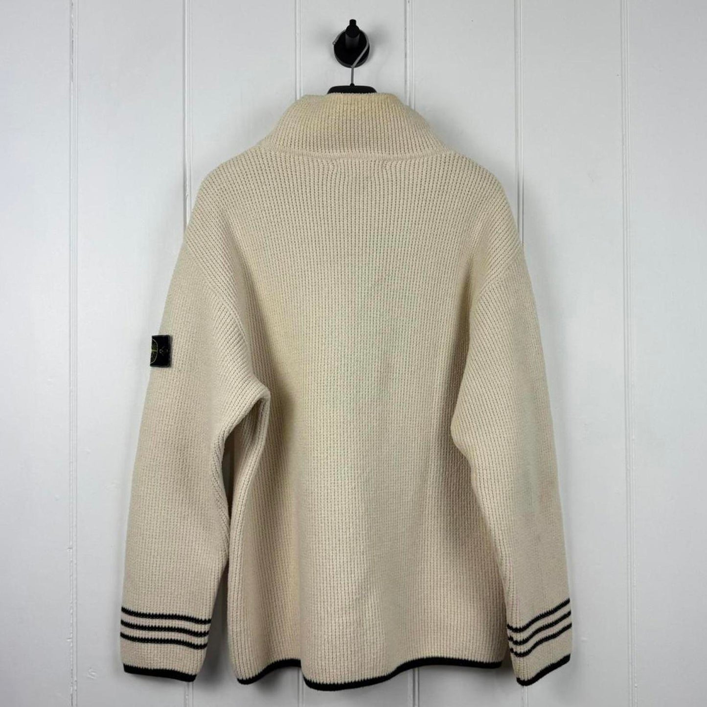Stone Island Rib Knit Mock Neck Sweater Cream (XL)